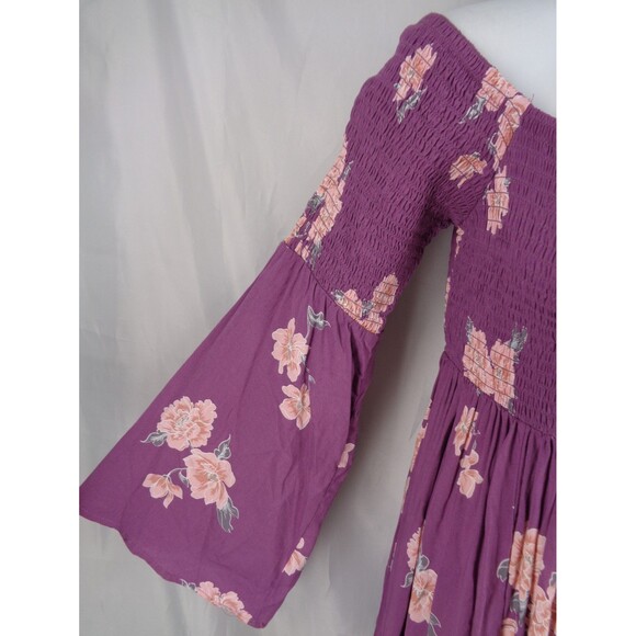 Torrid Purple Floral Smocked Challis Off Shoulder Mini Dress Plus 0 (12) 0X - Picture 8 of 12